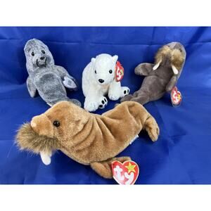 Ty Beanie Babies (4pcs) Slippery, Jolly, Aurora And Paul